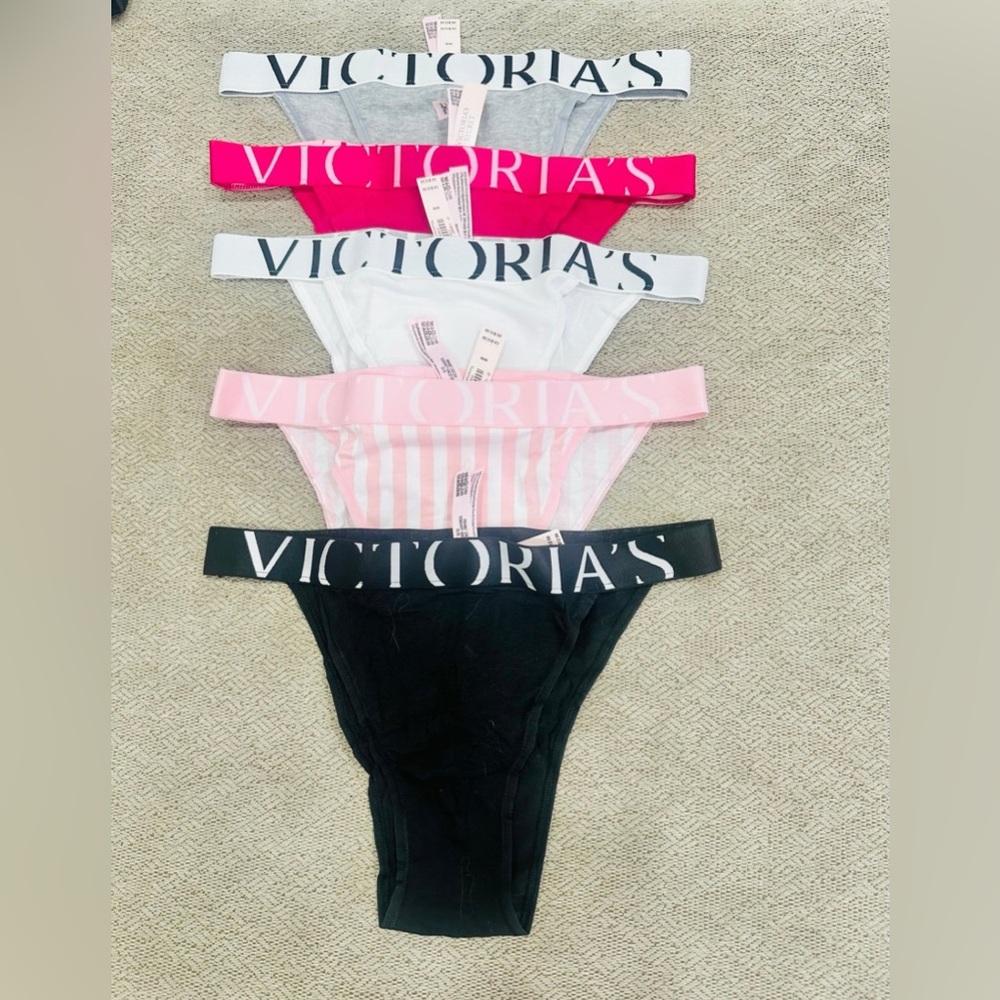 Victoria's Secret Exploded Logo Cotton 90s Brief Panty 5 pack size M
